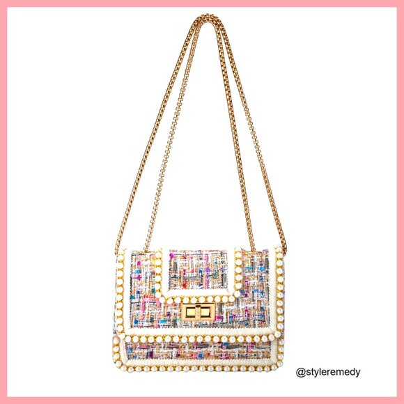 Handbags - Small Crossbody Bag with Adjustable Chain Strap, PU Leather, RFID Pocket